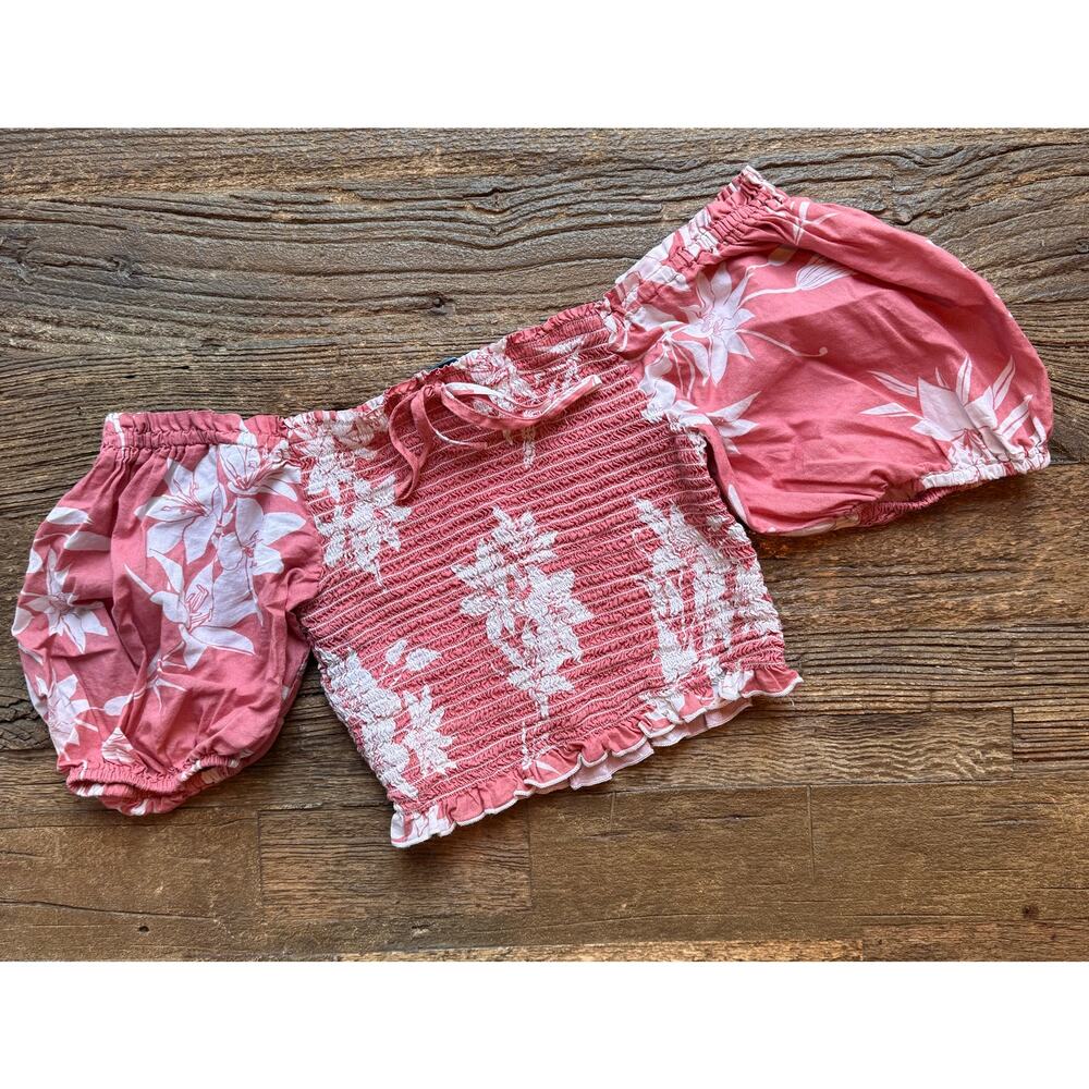 Shore Floral Smocked Crop Top Size XS